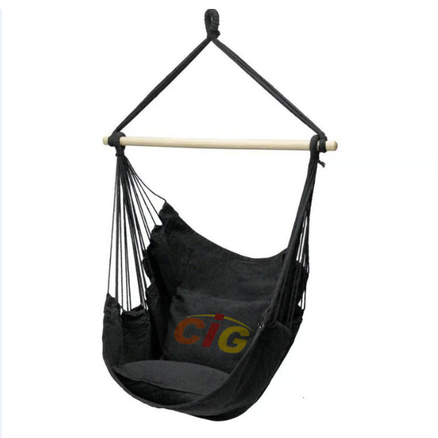 Hanging Rope Swing Hammock Chair, 2 Seat Cushions Included, Quality Cotton Weave for Superior Comfort, Durability