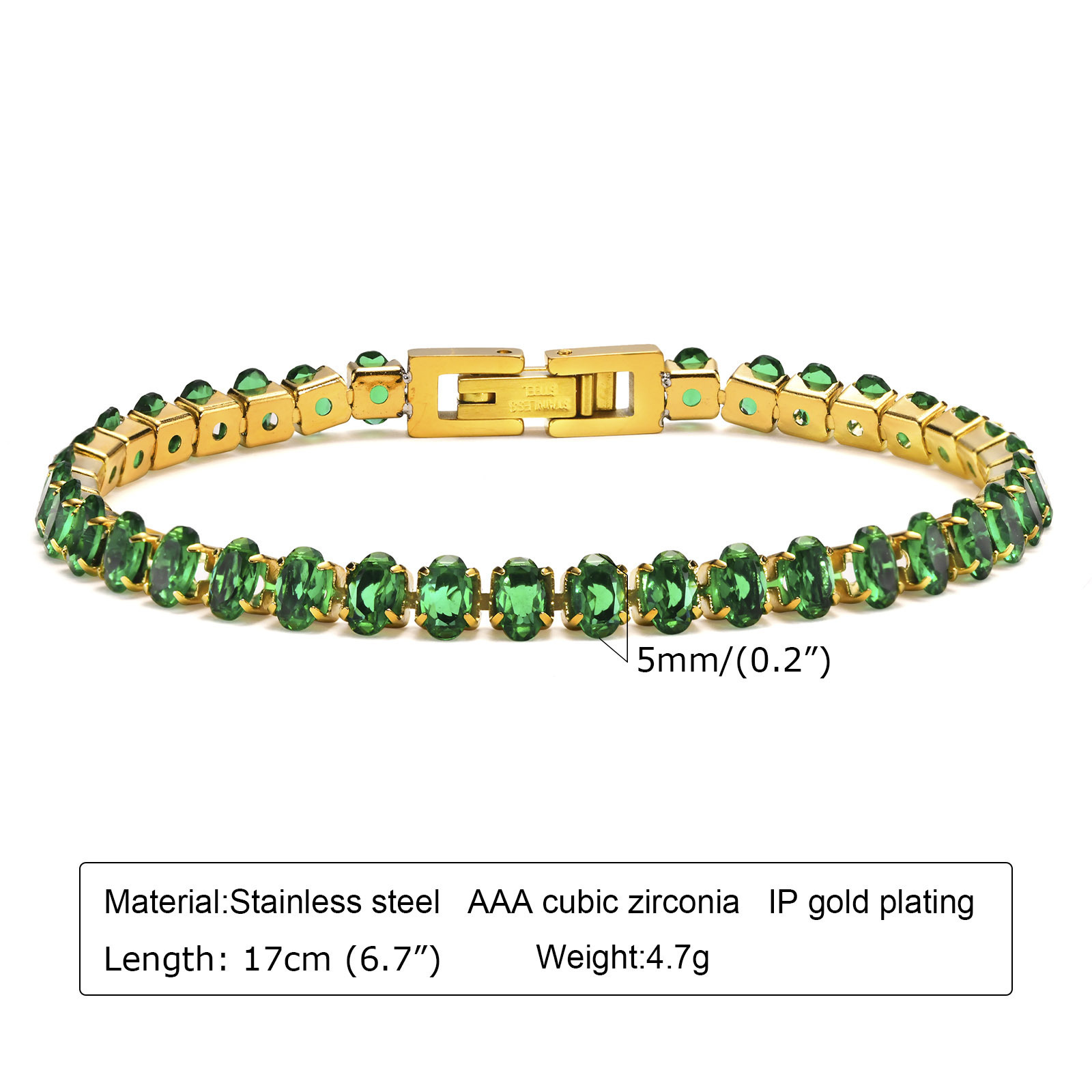 4mm 5mm Iced Out VVS Moissanite Diamond Pvd Stainless Steel 18K Gold Plated Tennis Fashion Jewelry Bracelet for Women 2024