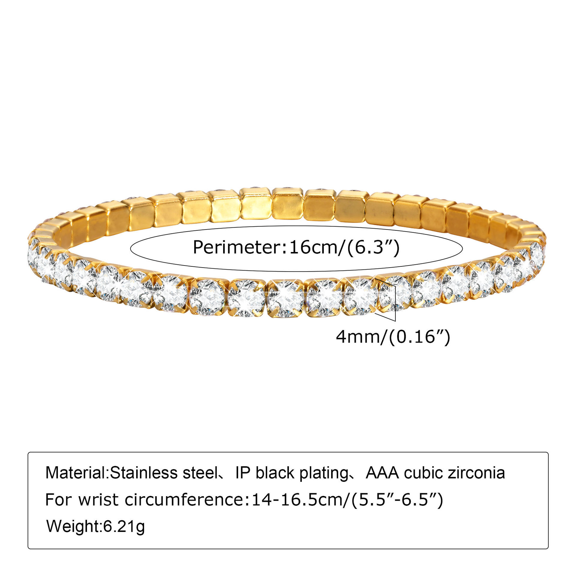 4mm 5mm Iced Out VVS Moissanite Diamond Pvd Stainless Steel 18K Gold Plated Tennis Fashion Jewelry Bracelet for Women 2024