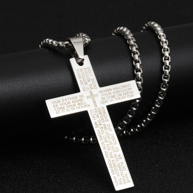 Summer Christian Bible Prayer Cross Faith Based Stainless Steel Pendant Men Necklaces Gift Fashion Jewelry Wholesale Waterproof