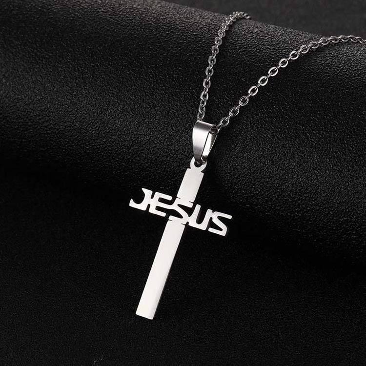 18K Gold Stainless Steel Chain Supplier Fashion Simple Geometric Men Male Pendant Necklaces Jewelry With Steel Cross Wholesale