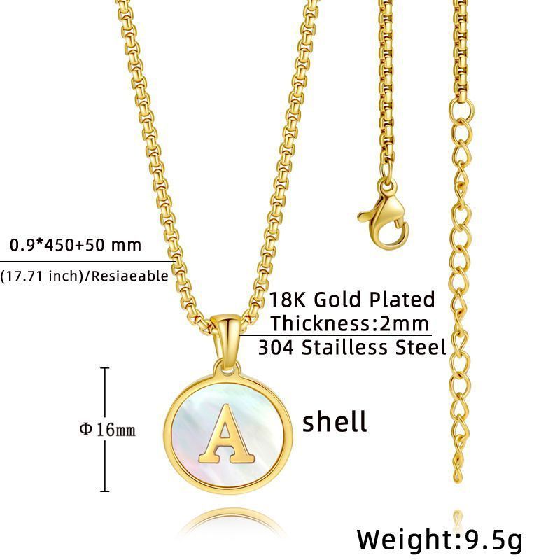 Initial Letter Seashells Sublimation Custom 18K Stainless Steel Gold Plated Fine Fashion jewelry Pendant Necklace For Women 2024