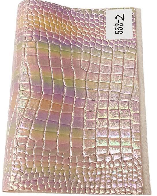 2021 new arrival recycled materials Embossing rainbow crocodile  Synthetic  faux leather for handbag