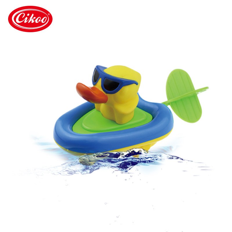 Cikoo Hot Selling Racing Duck Wind Up Toys Rubber Animal Water Bath Toys Kid Toddler