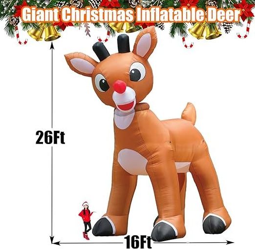 Outdoor Christmas Decoration Rudolf Red Nosed Inflatable Reindeer