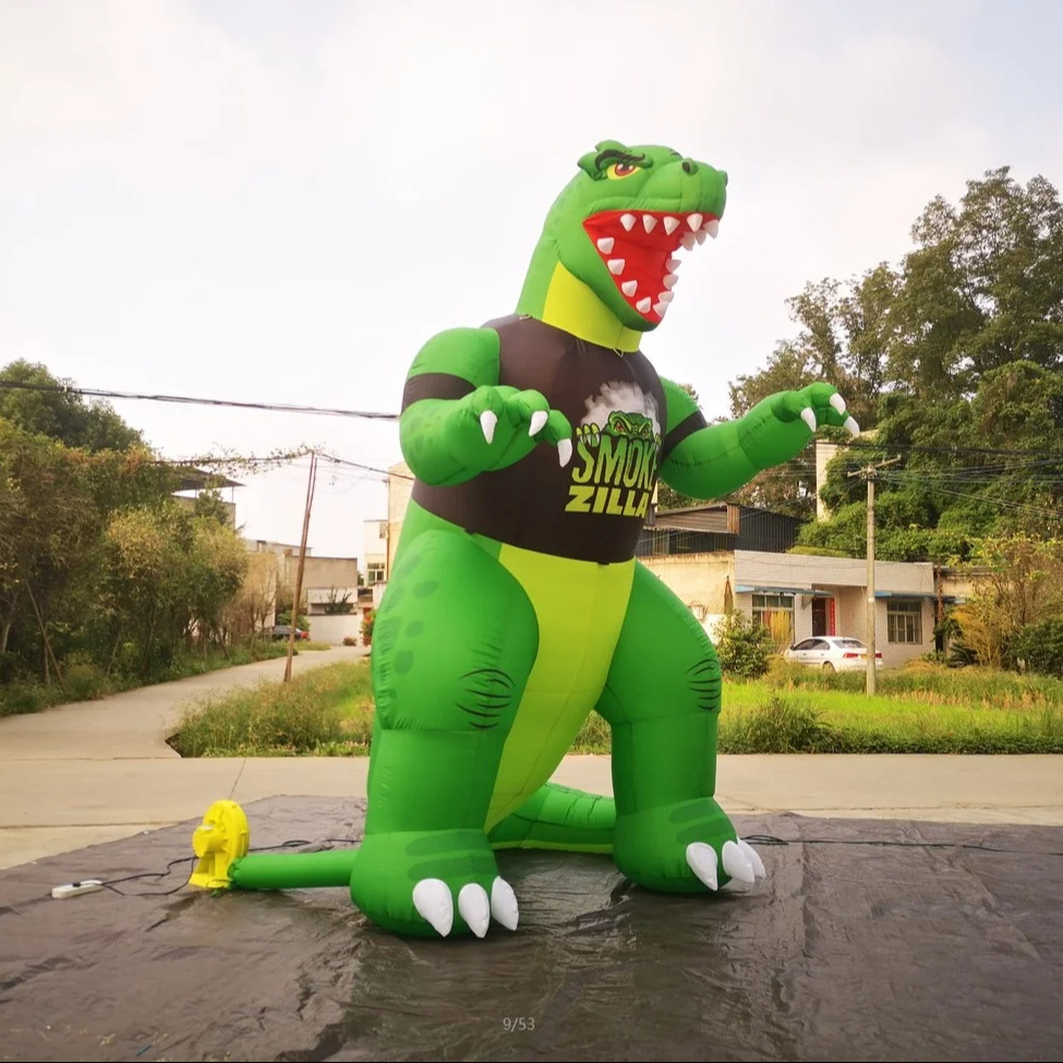 Customized giant inflatable green cartoon dinosaur