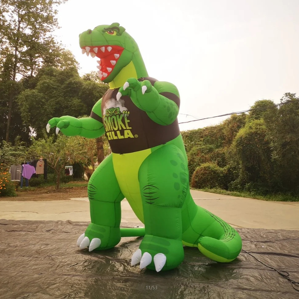 Customized giant inflatable green cartoon dinosaur