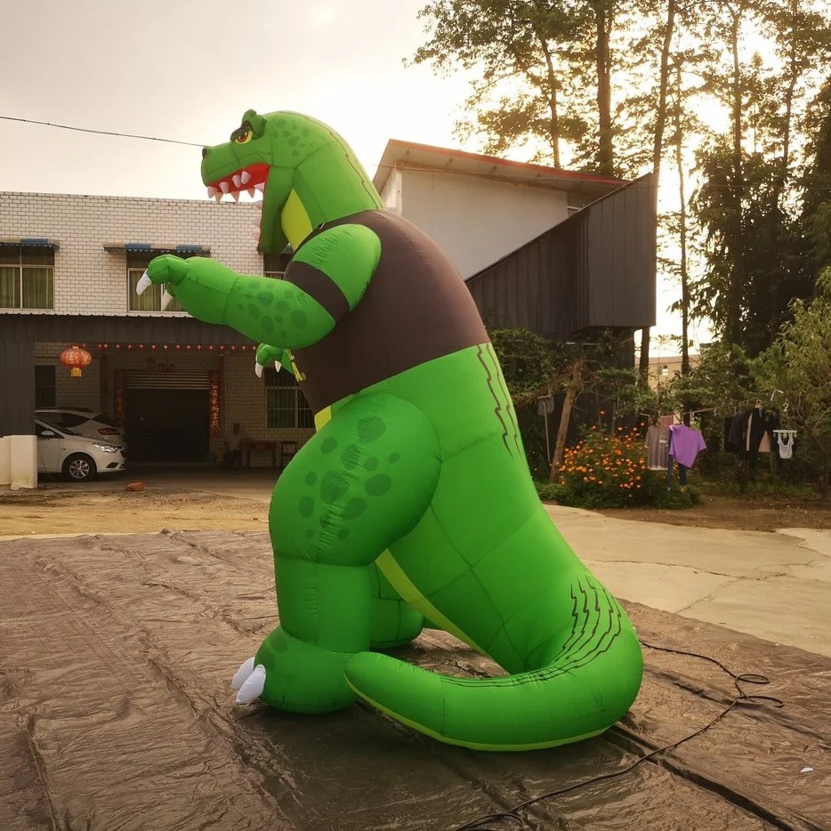 Customized giant inflatable green cartoon dinosaur