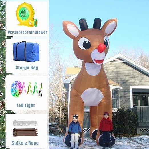 Outdoor Christmas Decoration Rudolf Red Nosed Inflatable Reindeer