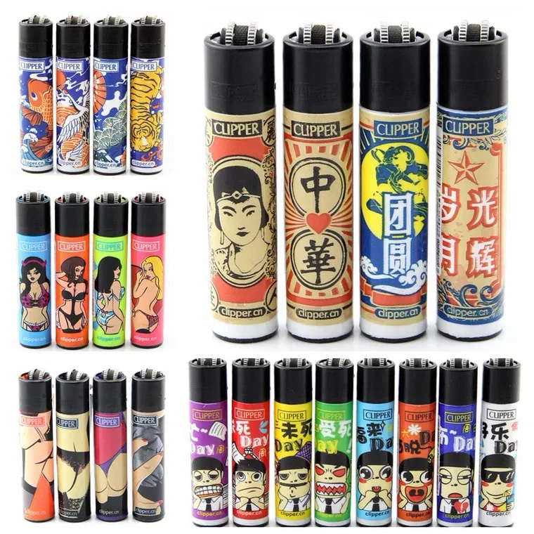 Spanish Original  Lighter 1 Box 48 Pieces Personality Pattern Refillable Smoking Set Collection Gift Cigarette Clipper Lighters