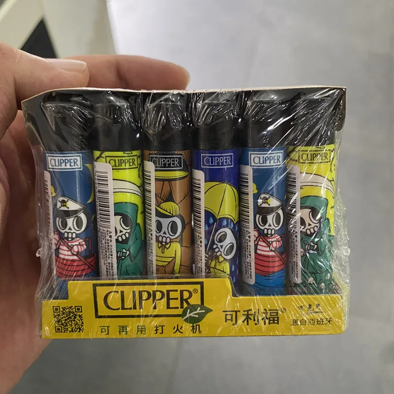 Wholesale Collection Clipper Lighter Original Grinding Wheel Open Flame Flashlight Butane Lighter 1 Box 48 Pieces