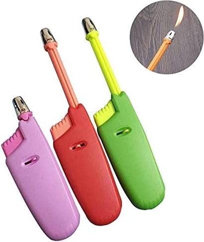 Candle Lighter Long Neck Adjustable Lighter Butane Gas Refillable Plastic Lighter Kitchen Igniter