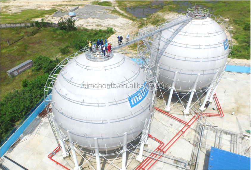 ASME 2500 cubic meters 1250 tons lpg propane liquefied petroleum gas storage sphere spherical tanks