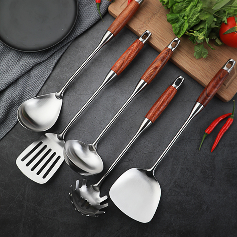 Kitchen Utensils 6-Piece Set Stainless Steel Kitchen Tools Kitchenware with Rosewood Handle