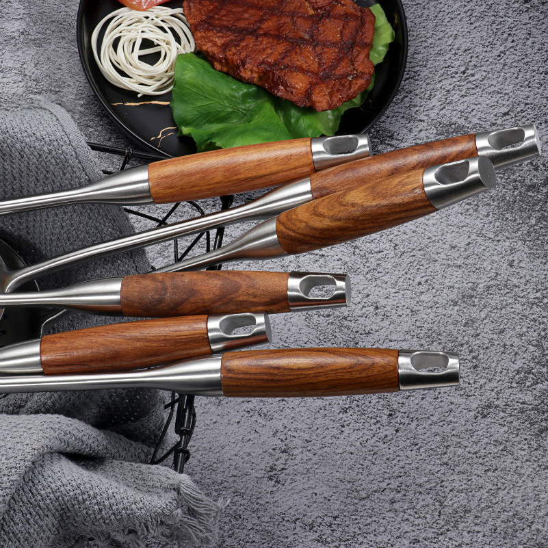 Kitchen Utensils 6-Piece Set Stainless Steel Kitchen Tools Kitchenware with Rosewood Handle