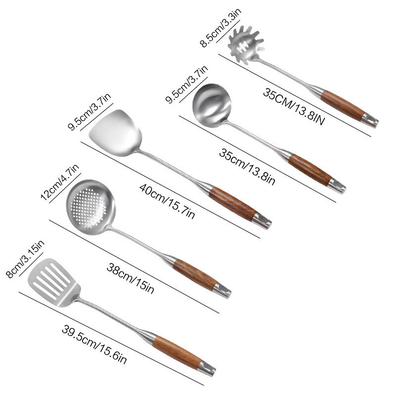 Kitchen Utensils 6-Piece Set Stainless Steel Kitchen Tools Kitchenware with Rosewood Handle