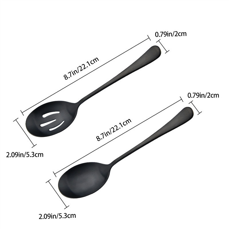 Custom Stainless Steel Serving Spoons Set Big Metal Soup Spoon Slotted Spoon for Buffet