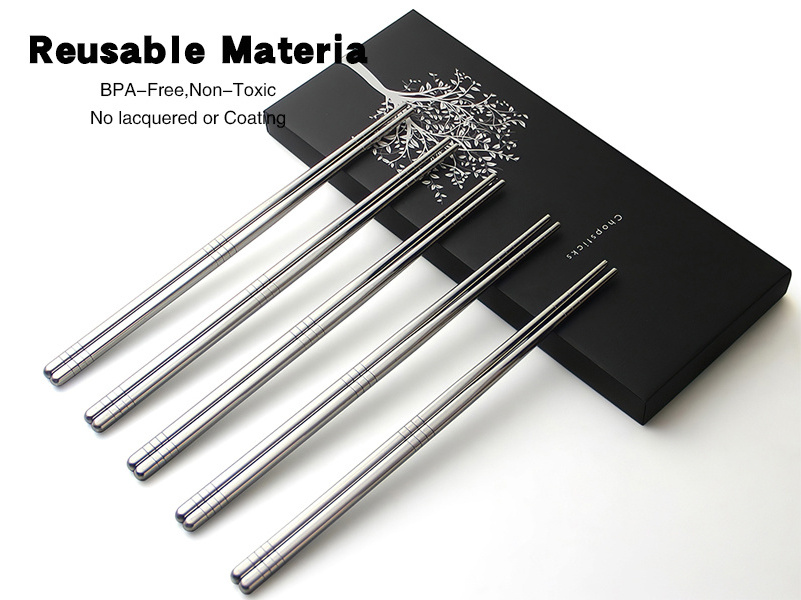 Wholesale Chinese Stainless Steel Chopsticks for Restaurant Metal Japanese Sushi Chop Sticks in Bulk