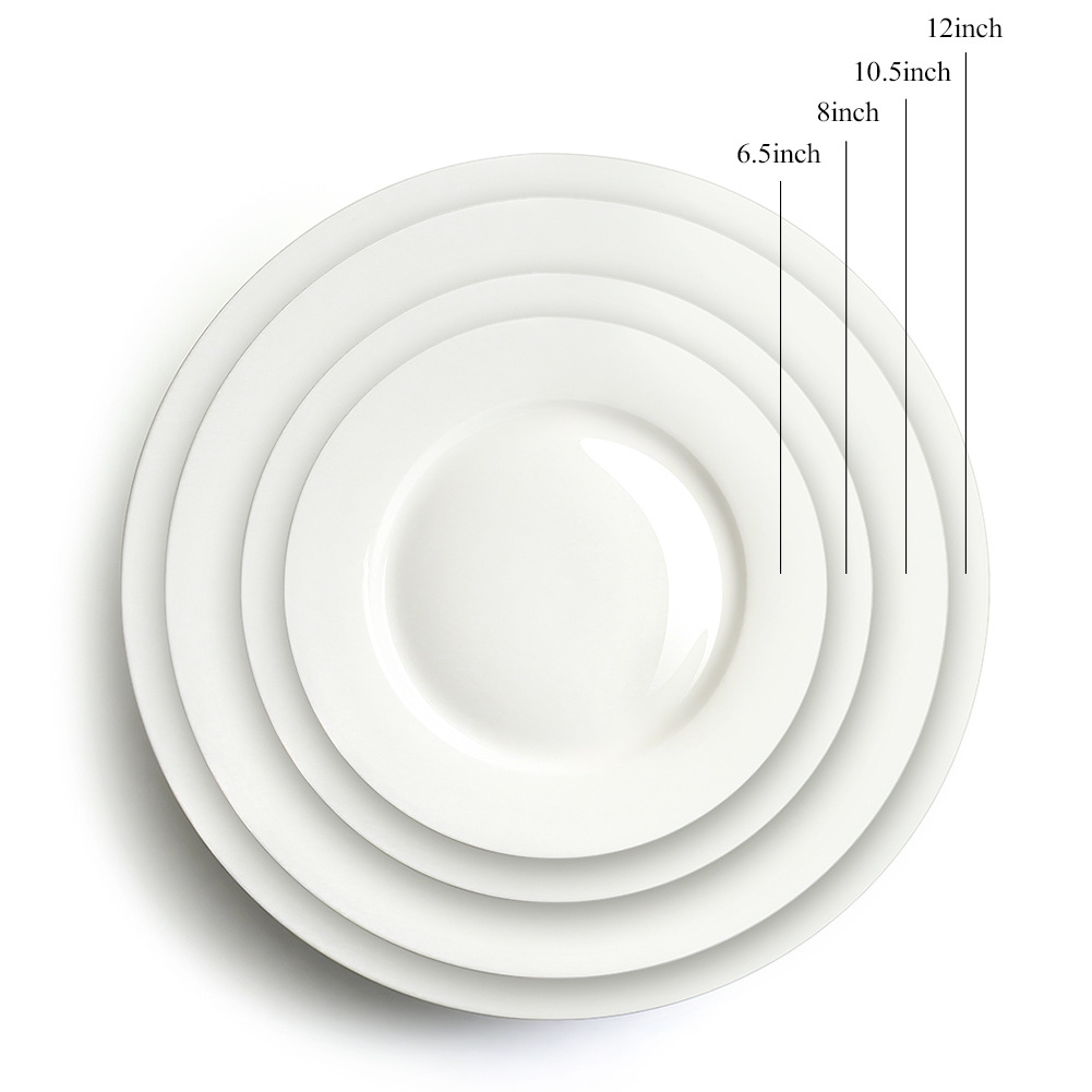 Custom Logo Bone China Plates in Bulk Modern White Ceramic Dish Plates for Catering