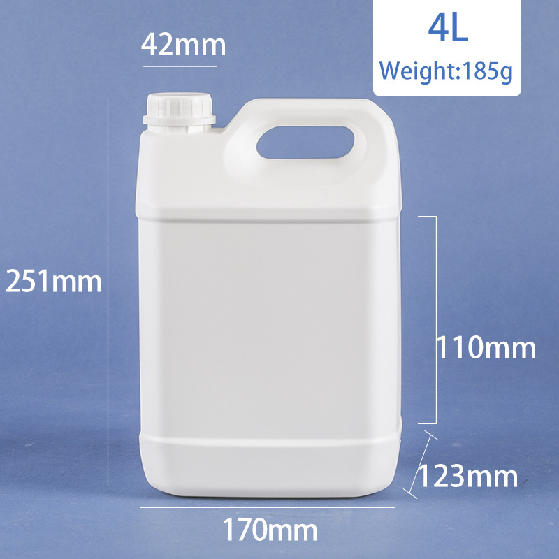 Empty 1 Gallon 4 Liter Chemical Packaging Container Plastic Square Barrel F Style Plastic Jerry Can