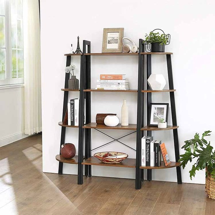 Iron Frame Infustrial Bookcase Short Ladder Bookshelf Laddar Book Shelf For Hall