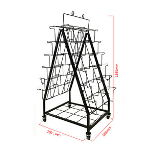 Floor Stand Metal Wire Paint Magazine 5 Shelf Display Rack, Display Stand For Metal Ladder