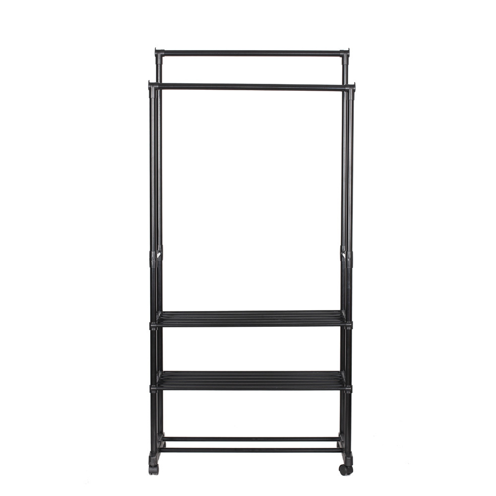 Shoes Simple Freestanding Black Standard Hanger Storage Clothes Stand Coat Rack With Coat Rack