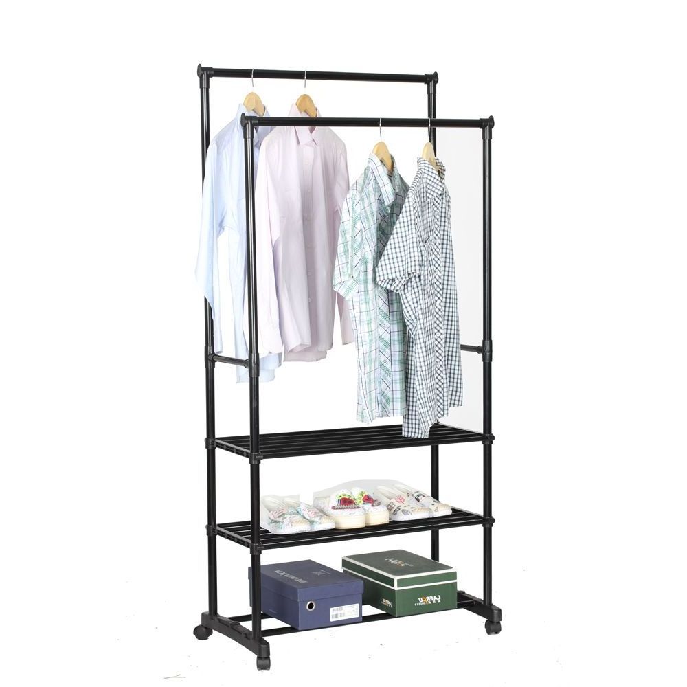 Shoes Simple Freestanding Black Standard Hanger Storage Clothes Stand Coat Rack With Coat Rack