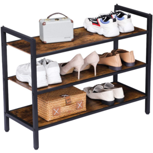 Steel Wooden Simple 3 Layer Metal Shoes Cabinet Storage Shoe Rack