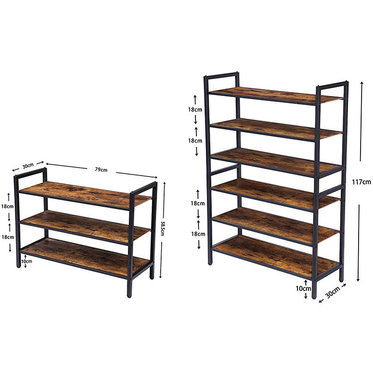 Steel Wooden Simple 3 Layer Metal Shoes Cabinet Storage Shoe Rack