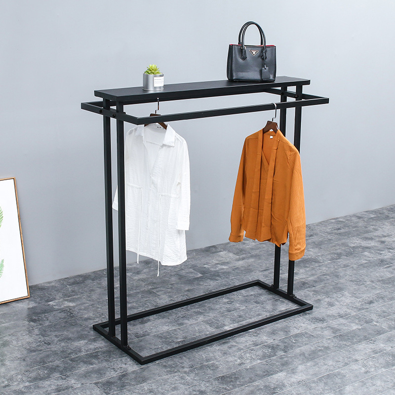 Double Row Island Shelf Iron Clothes Stand Dress Display Shopping Garment Rack For Store