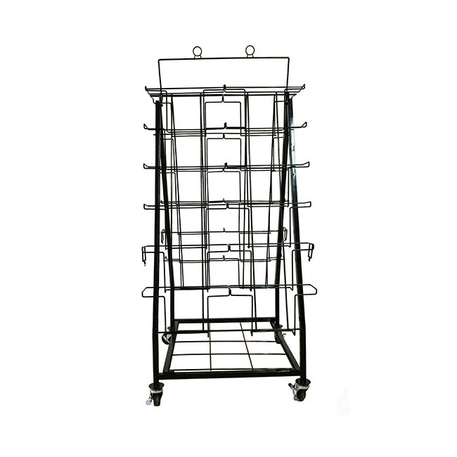 Floor Stand Metal Wire Paint Magazine 5 Shelf Display Rack, Display Stand For Metal Ladder