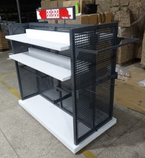 Store Custom Clothing Metal Grid Garment Clothes Display Shelving Stand Floor Rack, Floor To Ceiling Garment Rack