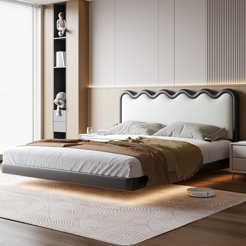 Modern Design Floating Bed Frame Queen Single King Size Low Platform Bedroom Furniture Wooden Beds