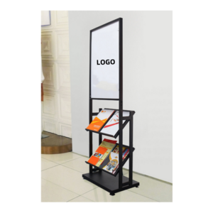 Customized Metal wire Catalog Shelf / Magazines Outdoor Display Rack / Hotel Lobby Free Standing Posters Stands