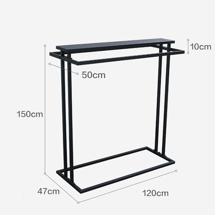 Double Row Island Shelf Iron Clothes Stand Dress Display Shopping Garment Rack For Store