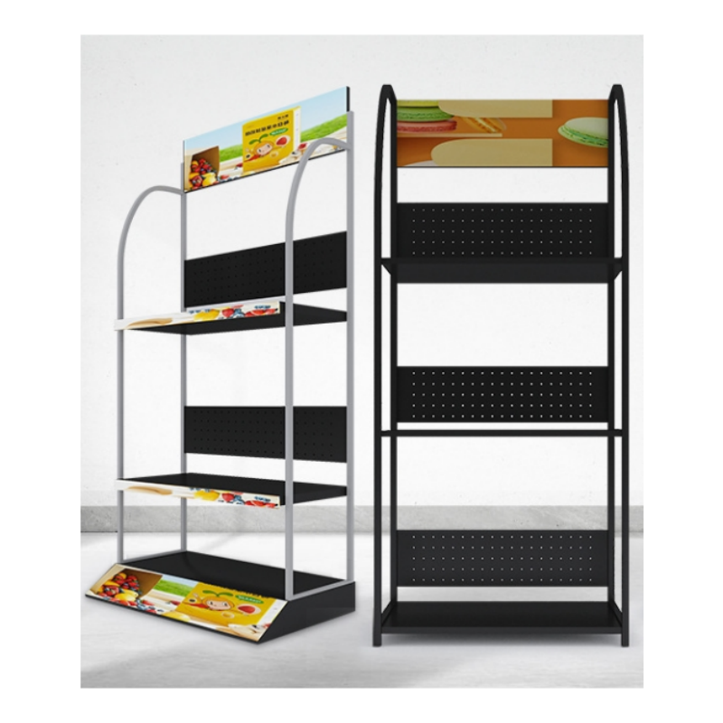 Hot Popular Supermarket Display Stands For Food Potato Chips POP Paper Shelf Tower Rack Market Advertising Floor Display