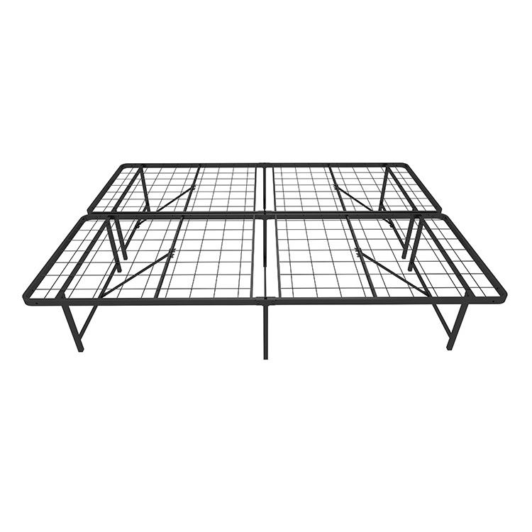 Foldable Latest Design Steel Folding Platform Frame Double Metal Bed For Adult