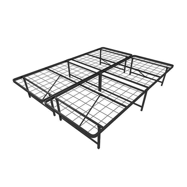 Foldable Latest Design Steel Folding Platform Frame Double Metal Bed For Adult