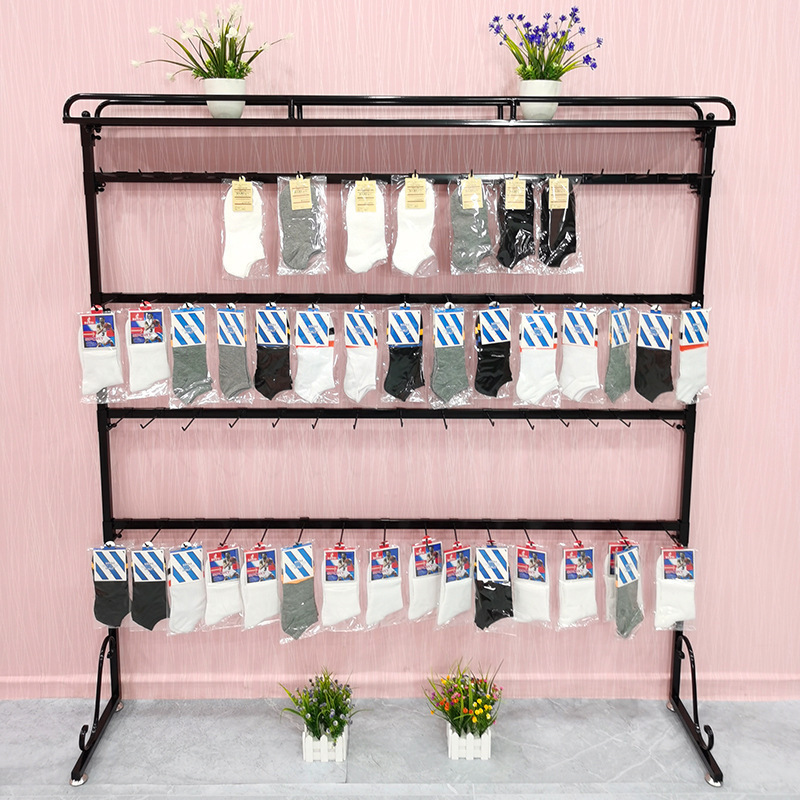 Metal Multi-layer Multi-purpose Hanging Stockings Socks Floor Display Rack With Hook