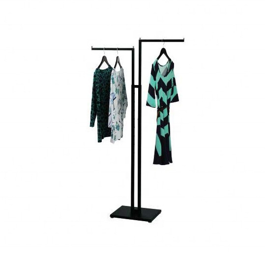 Top Quality Cloth Clothes Custom Display Black Stand Clothing Floor Metal Rack