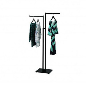 Top Quality Cloth Clothes Custom Display Black Stand Clothing Floor Metal Rack