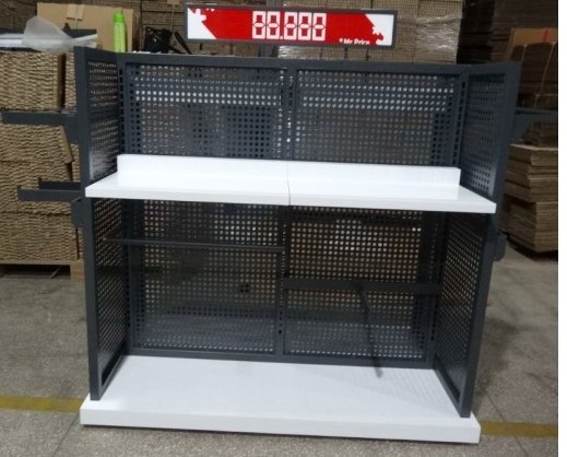 Store Custom Clothing Metal Grid Garment Clothes Display Shelving Stand Floor Rack, Floor To Ceiling Garment Rack