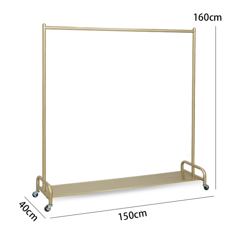 Special Sale Golden Water Pipe Store Clothes Display Clothing Modern Garment Rack With Wheels