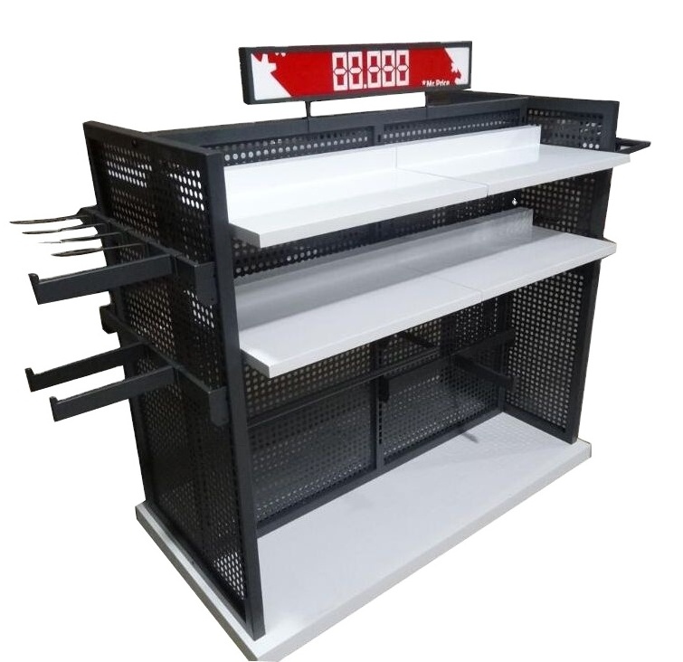 Store Custom Clothing Metal Grid Garment Clothes Display Shelving Stand Floor Rack, Floor To Ceiling Garment Rack