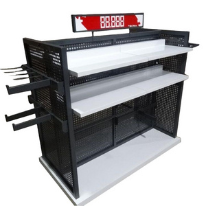 Store Custom Clothing Metal Grid Garment Clothes Display Shelving Stand Floor Rack, Floor To Ceiling Garment Rack