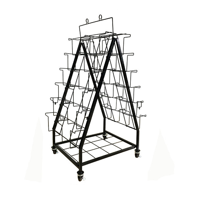 Floor Stand Metal Wire Paint Magazine 5 Shelf Display Rack, Display Stand For Metal Ladder