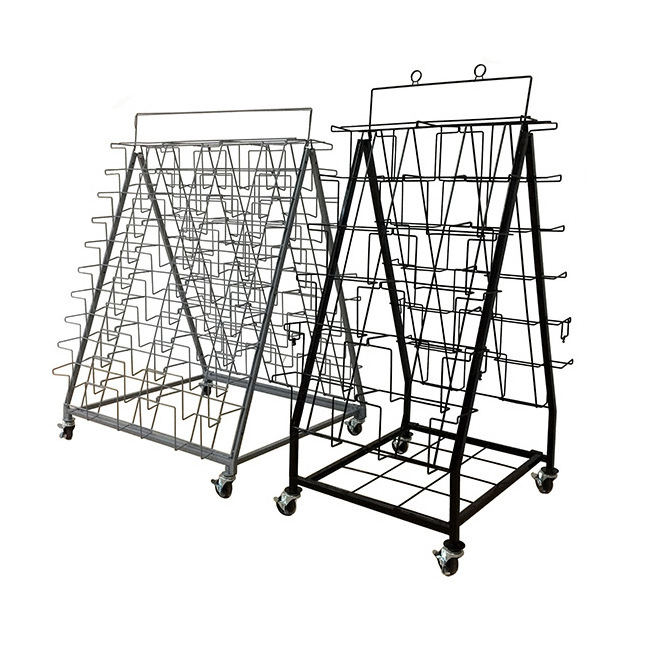 Floor Stand Metal Wire Paint Magazine 5 Shelf Display Rack, Display Stand For Metal Ladder