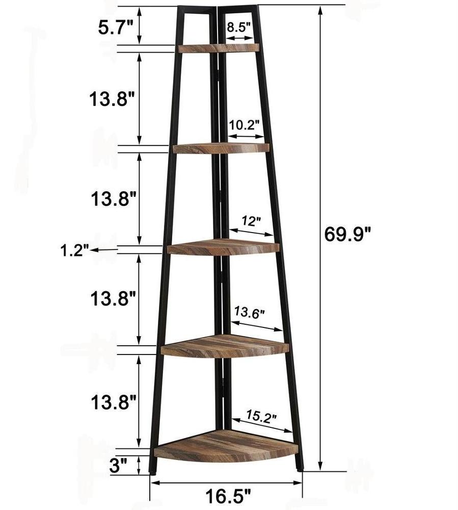 Infustrial Triangular Wooden Corner Book Shelf Save Space Stand Triangle Bookcase Bookshelf