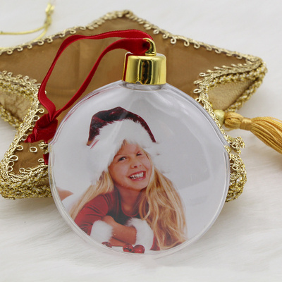 Christmas Ball Sublimation Blank Christmas Ornament Transparent Plastic Flat Ball Sublimation Christmas Ornaments